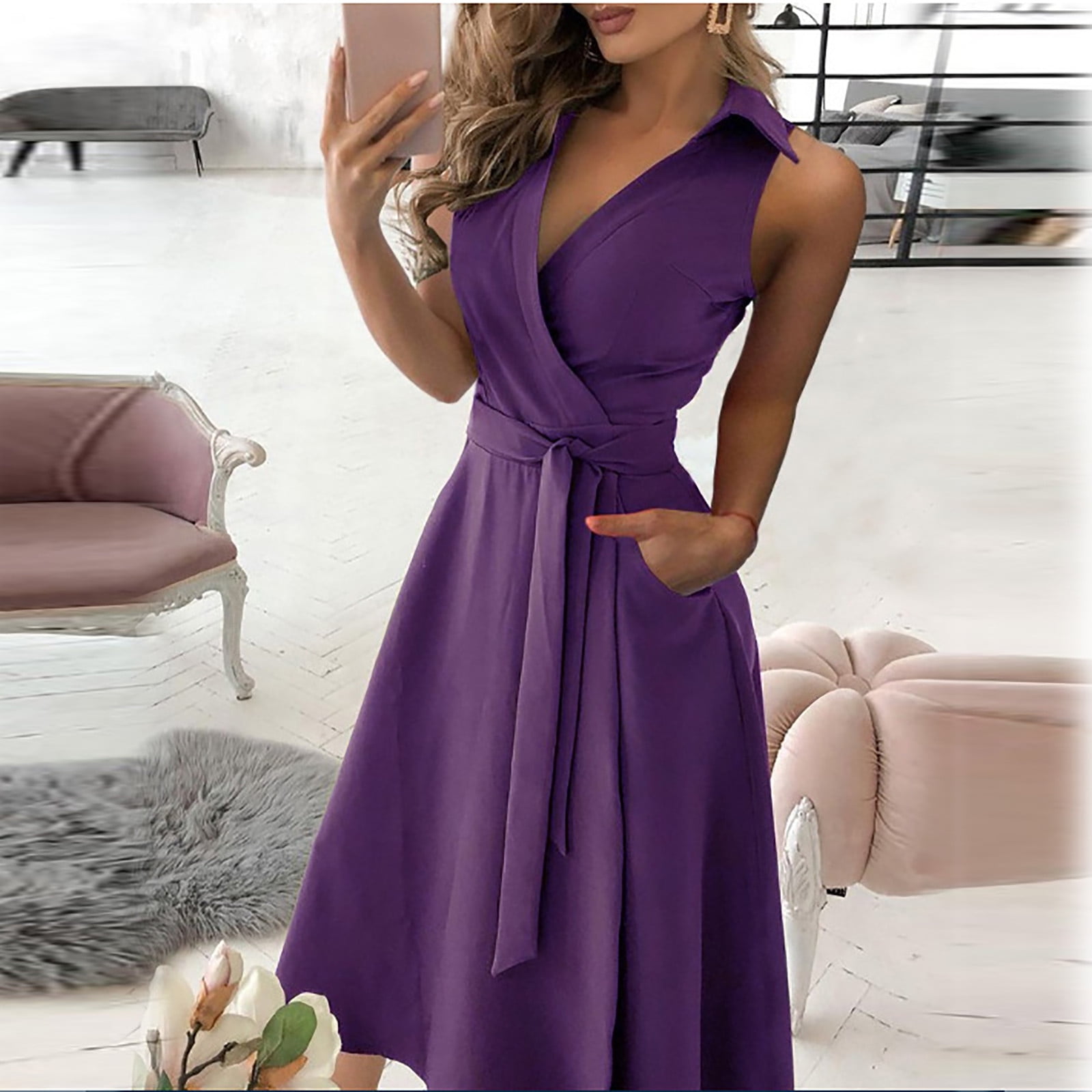 casual purple dress